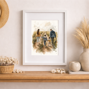 100% Hand-Painted Custom Family Watercolor 1