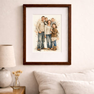 100% Hand-Painted Custom Family Watercolor 3
