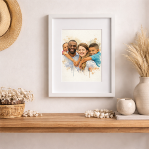 100% Hand-Painted Custom Family Watercolor 3