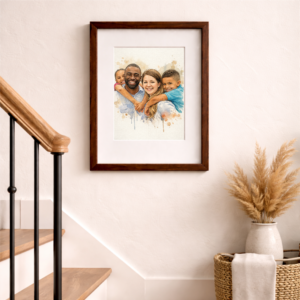 100% Hand-Painted Custom Family Watercolor 4