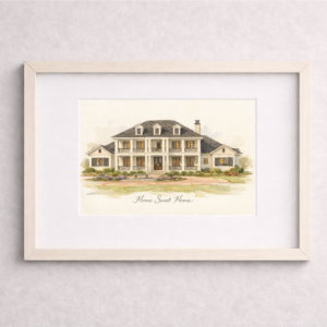 100% Hand-Painted Custom Home Watercolor 1
