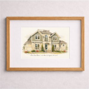 100% Hand-Painted Custom Home Watercolor 2