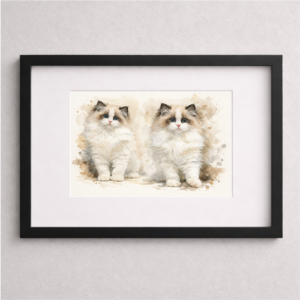 100% Hand-Painted Custom Pet Watercolor 3