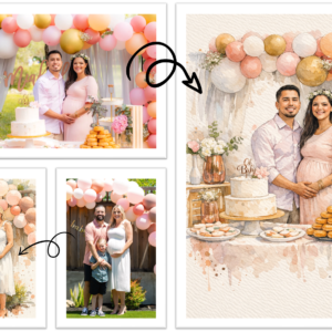 Custom Baby Shower Watercolors from Photo