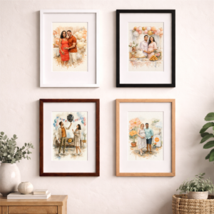 Custom Couple Watercolor Baby Shower Portrait From Photo 1