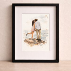Custom Couple Watercolor Portrait From Photo 1