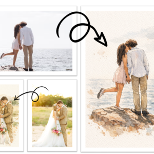 Custom Couple Watercolor Portrait From Photo