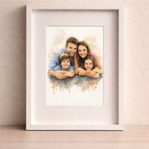 Custom Family Watercolor Portrait From Photo 2