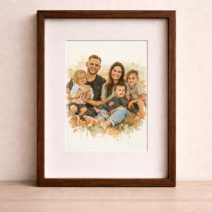 Custom Family Watercolor Portrait From Photo 3