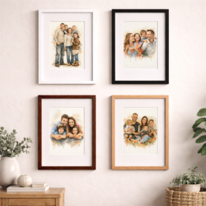 Custom Family Watercolor Portrait From Photo 4