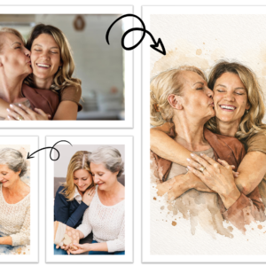 Custom Hand-Painted Watercolor Portrait for Mothers Day Gift