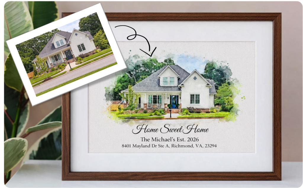 Custom Watercolor House Portrait from Photo, Realtor Gift (Digital)
