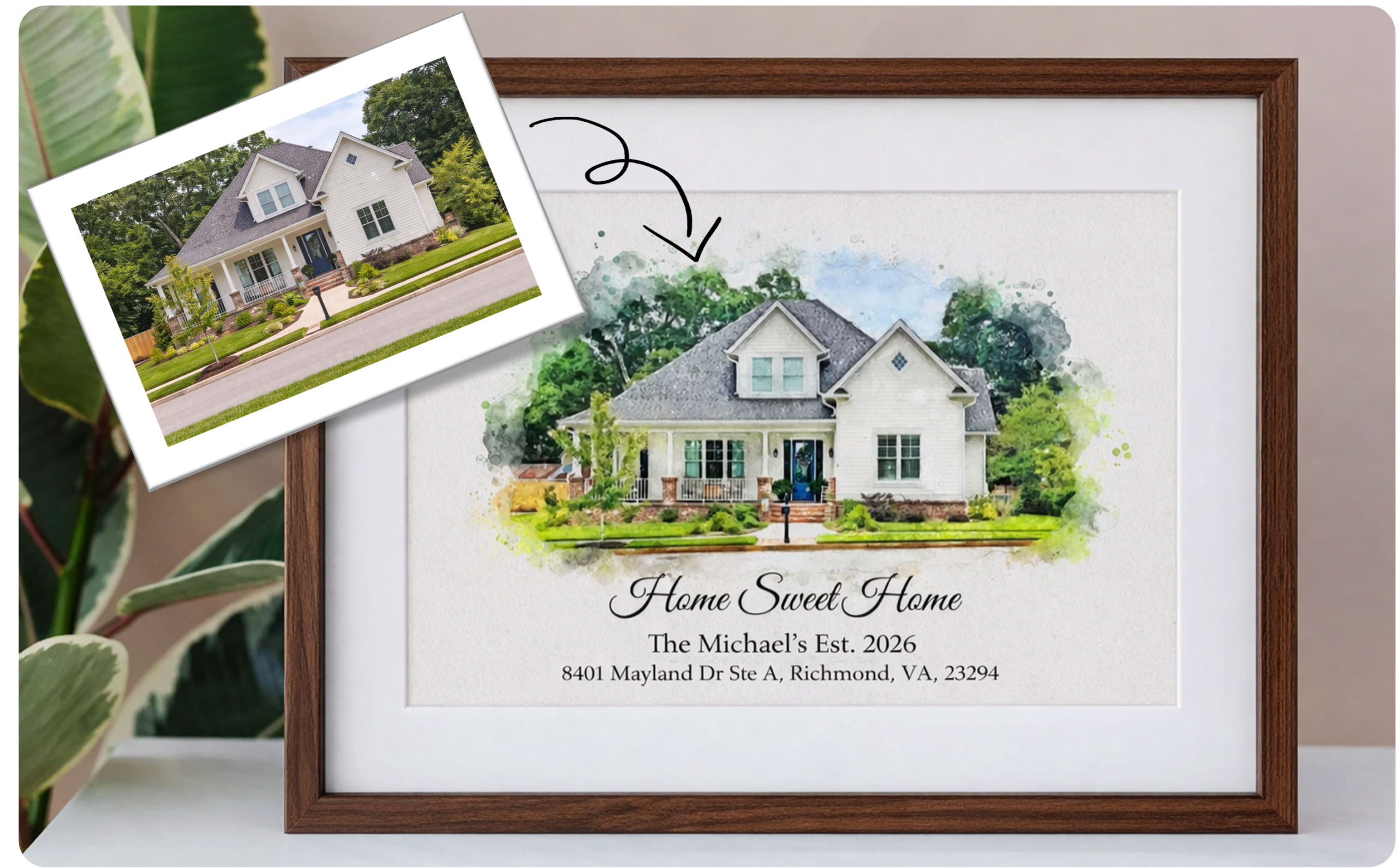 Custom Watercolor House Portrait from Photo, Realtor Gift (Digital)