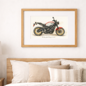 Custom Watercolor Motorcycle Portrait From Photo