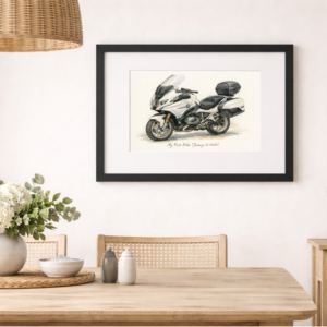 Custom Watercolor Motorcycle Portrait From Photo 1