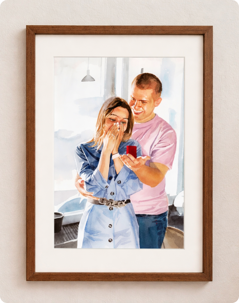 Hand-Painted Watercolor Family Portrait