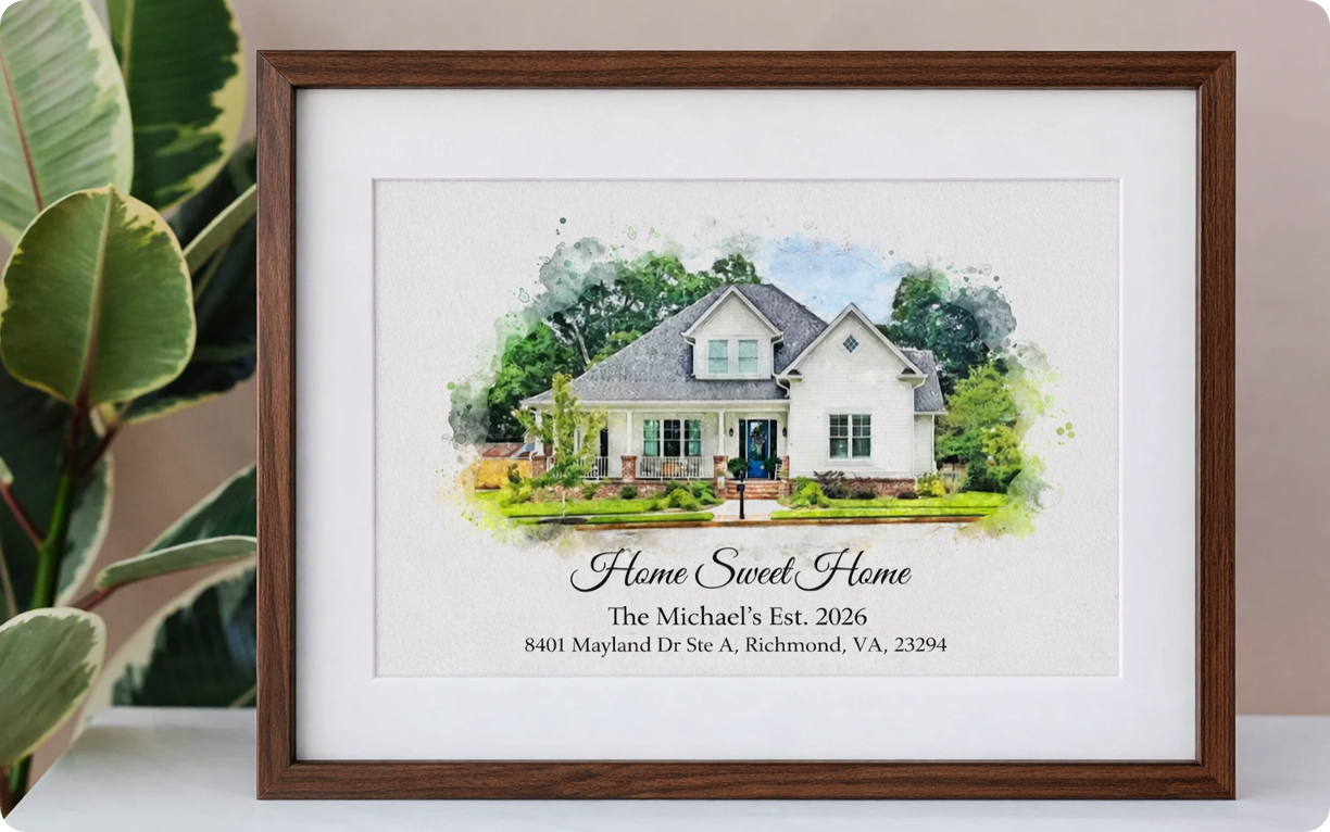 Home portrait, House Painting, House Warming Gift, Personalized Housewarming Gift for New Home Owner, Watercolor Home, Realtor gift