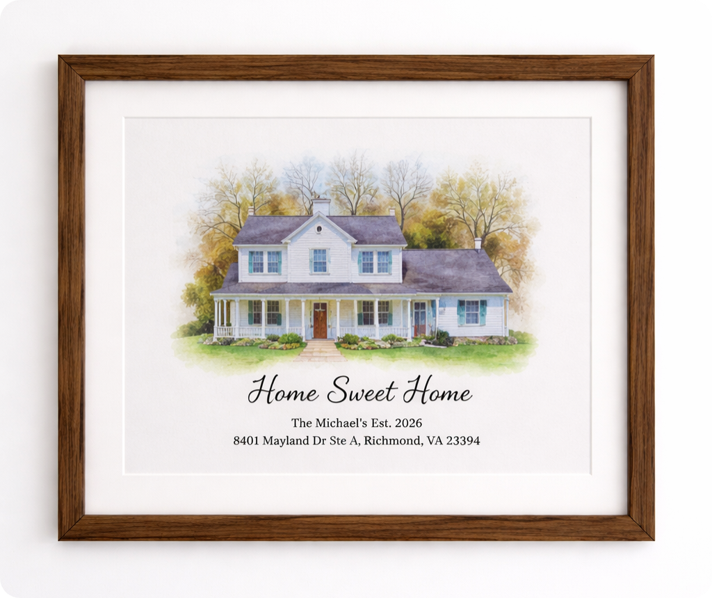 Personalized Watercolor Home Portrait