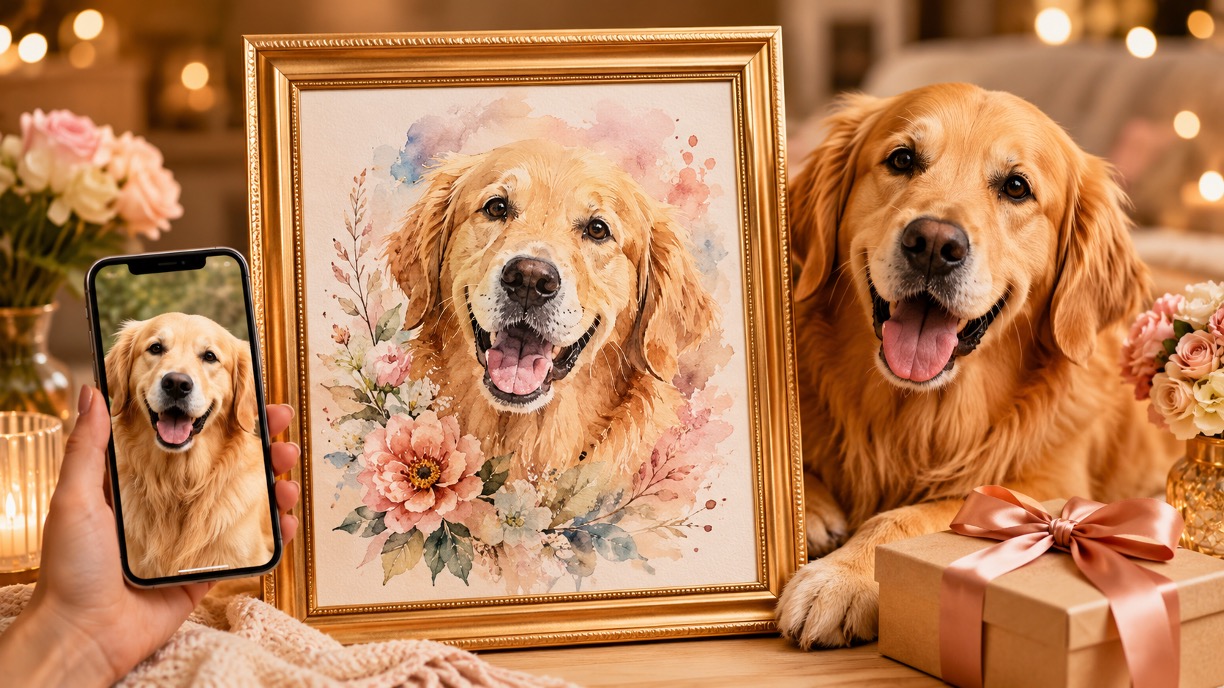 A Handmade Watercolor Dog Portrait From Photo Framed Is the Gift Dog Lovers Actually Want