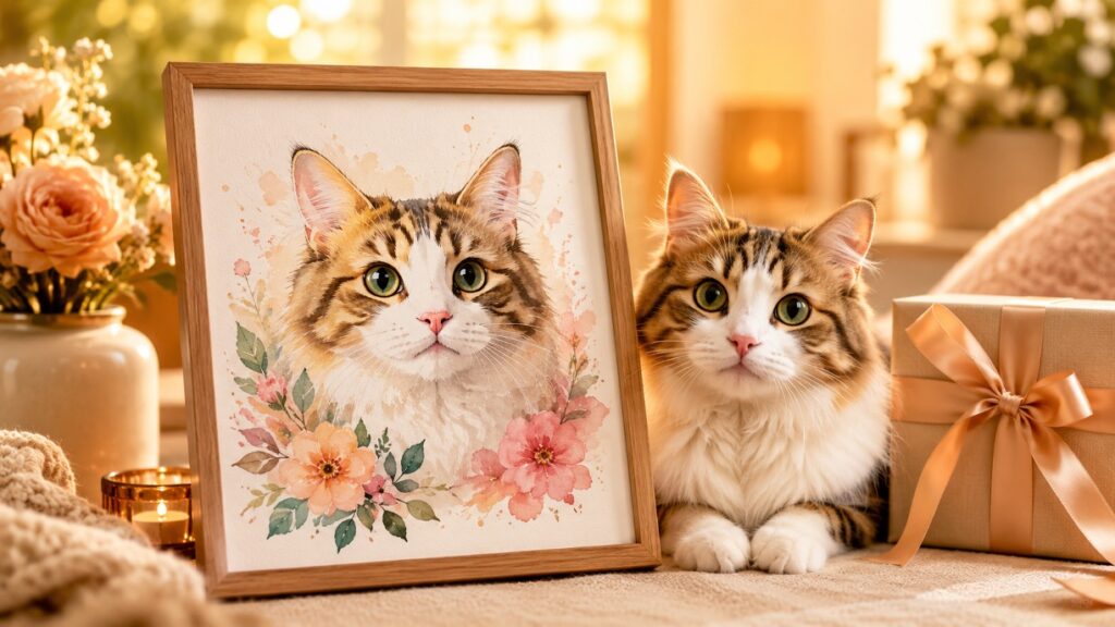 A Watercolor Cat Portrait From Photo: The Unique Gift Idea Cat Lovers Actually Want