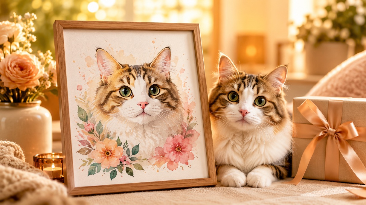 A Watercolor Cat Portrait From Photo: The Unique Gift Idea Cat Lovers Actually Want