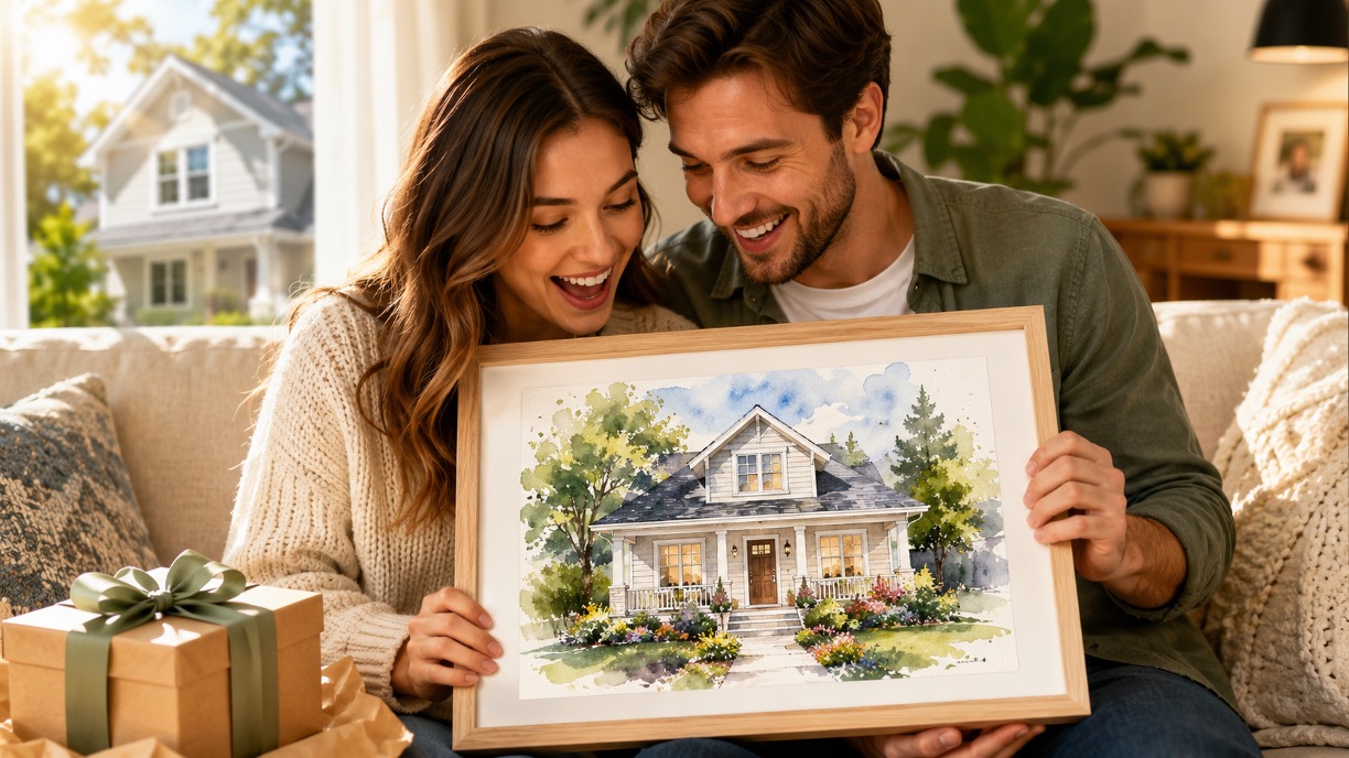 The Best First Home Watercolor Portrait Gift (And Why New Homeowners Love It)