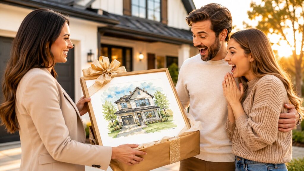 The Best Realtor Closing Gift: Why a Custom House Portrait Wins Every Time