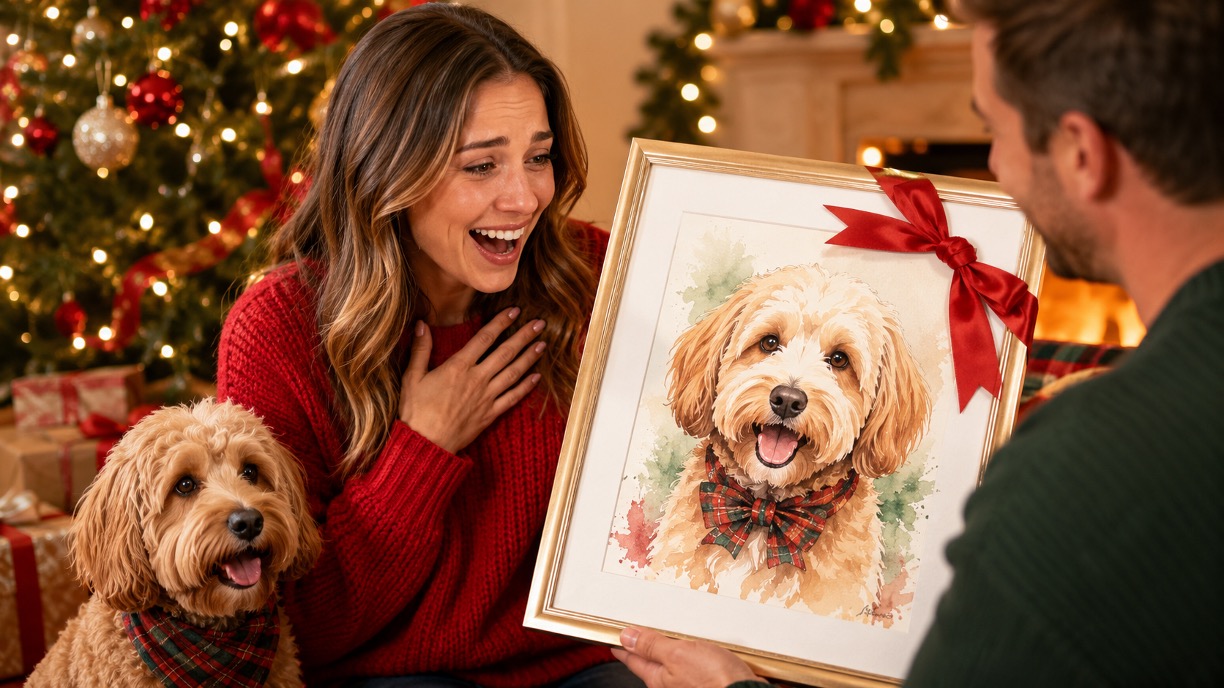 The Best Watercolor Dog Portrait Christmas Gift for Your Wife (She'll Actually Love It)