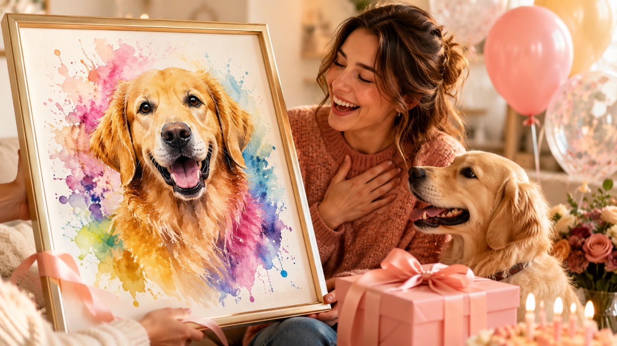 The Best Watercolor Dog Portrait Gift for Dog Mom Birthday Celebrations