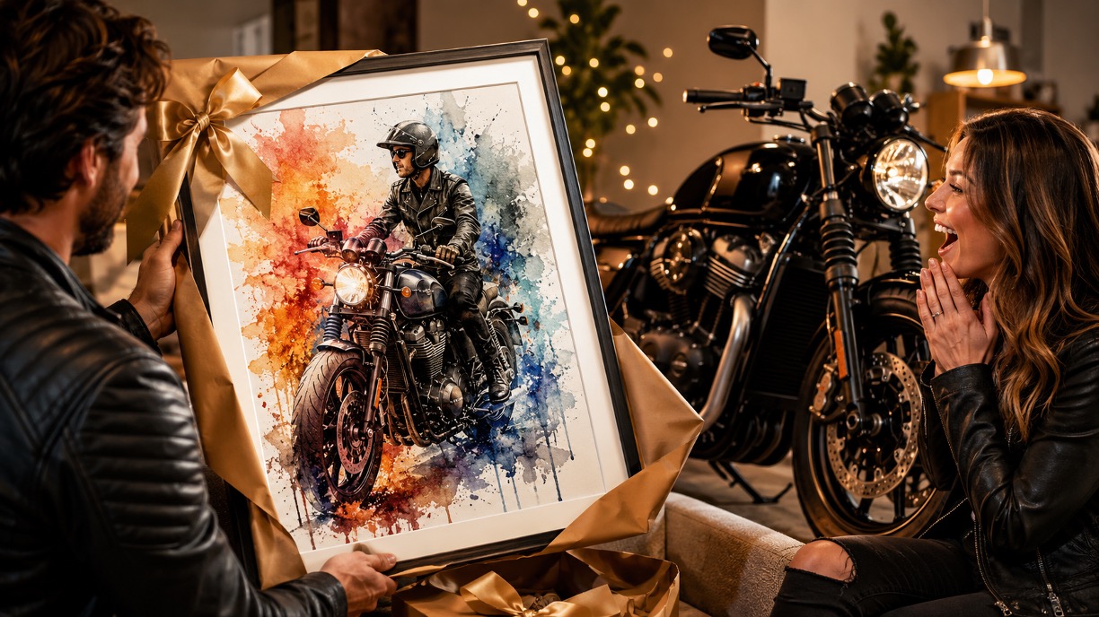 The Perfect Custom Motorcycle Watercolor Portrait From Photo — A Gift Guide for Riders