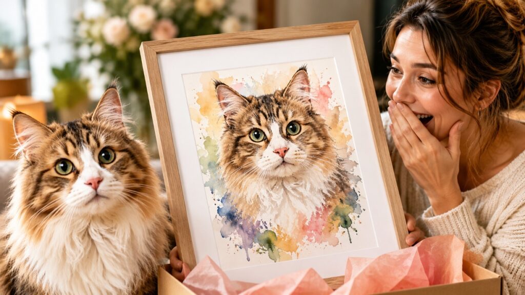 Turn a Photo Into a Custom Cat Portrait From Photo Framed Wall Art They'll Treasure Forever