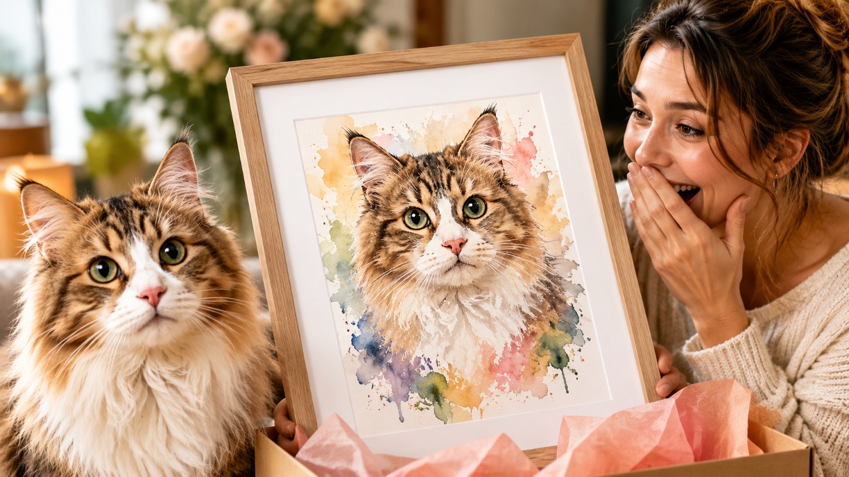 Turn a Photo Into a Custom Cat Portrait From Photo Framed Wall Art They'll Treasure Forever