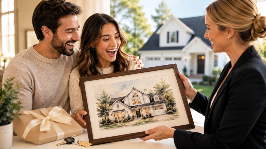 Why a Custom House Portrait for Real Estate Clients Is the Closing Gift They'll Never Forget