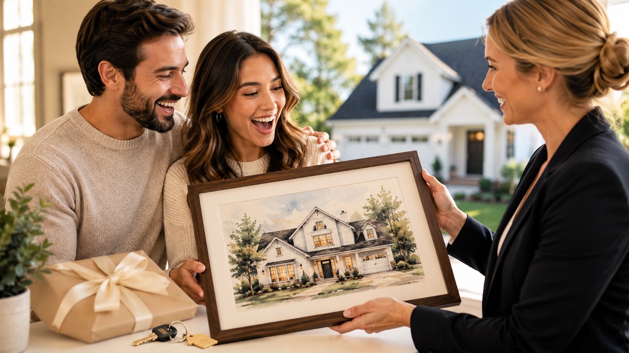 Why a Custom House Portrait for Real Estate Clients Is the Closing Gift They'll Never Forget