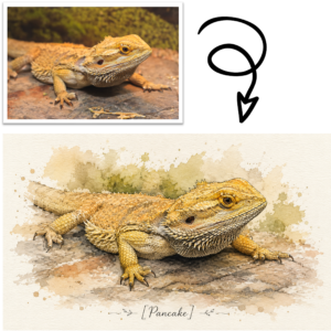 Custom lizard painting created from bearded dragon photo