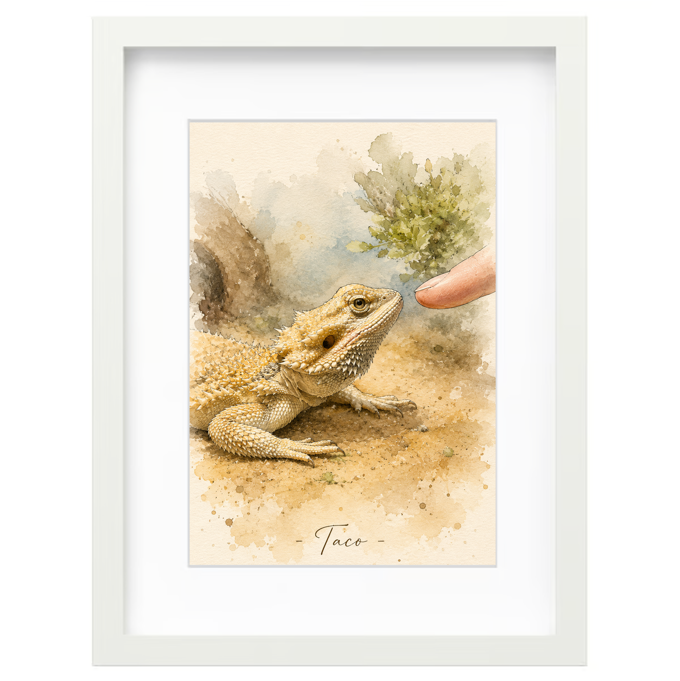 Bearded dragon portrait custom painting 2 Bearded dragon watercolor artwork with personalized name