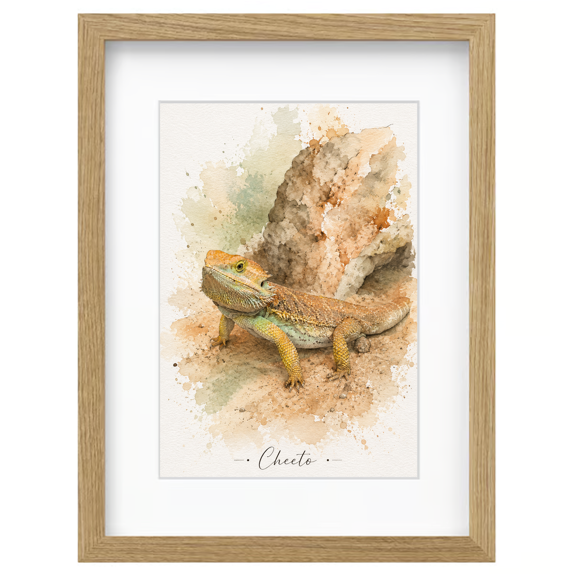 Bearded dragon portrait custom painting 3 Bearded dragon watercolor artwork with personalized name