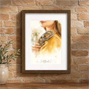 Custom lizard painting created from bearded dragon photo