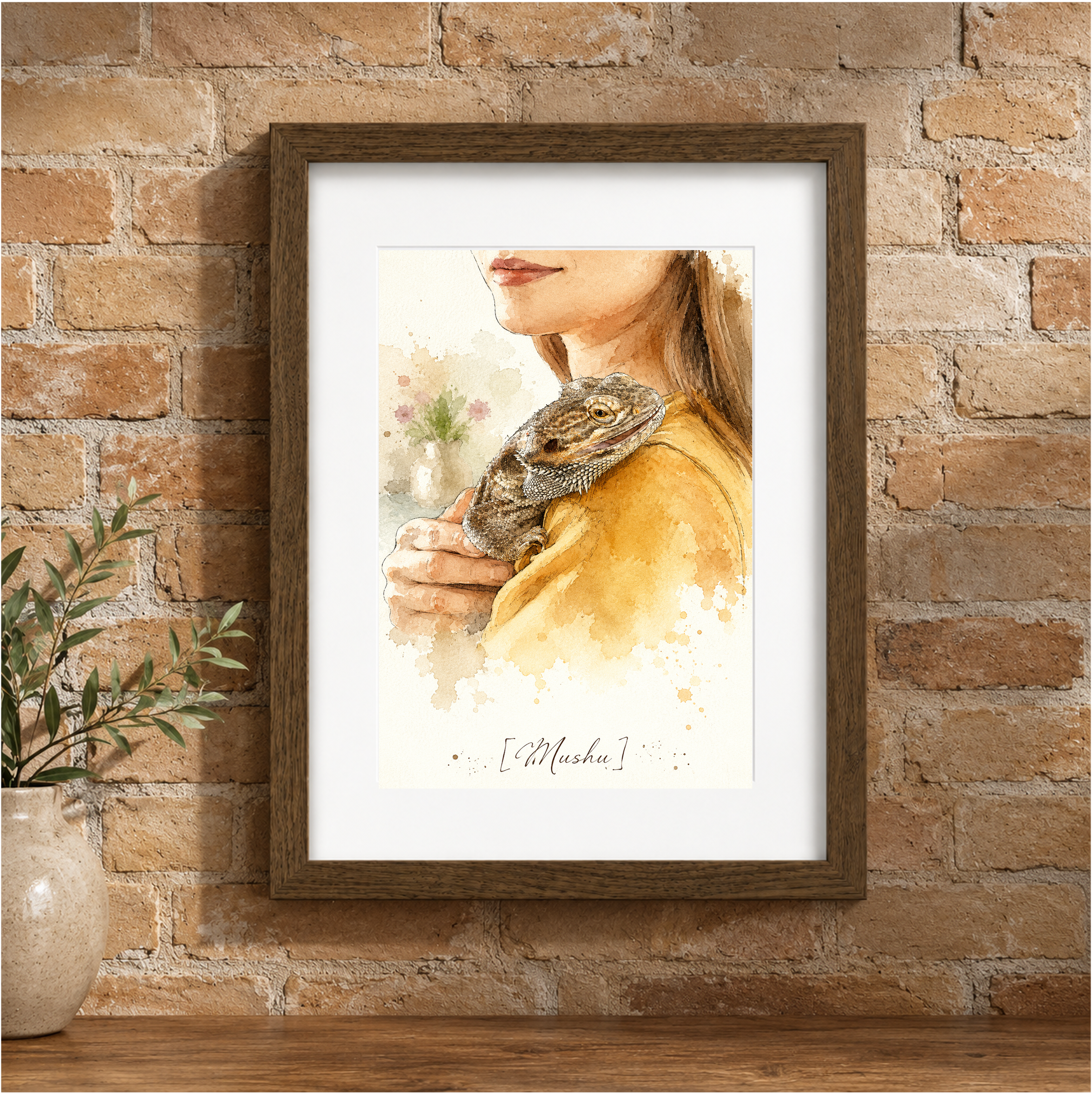 Bearded dragon portrait custom painting 5 Custom lizard painting created from bearded dragon photo
