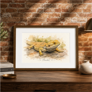 Personalized reptile portrait gift for bearded dragon lover