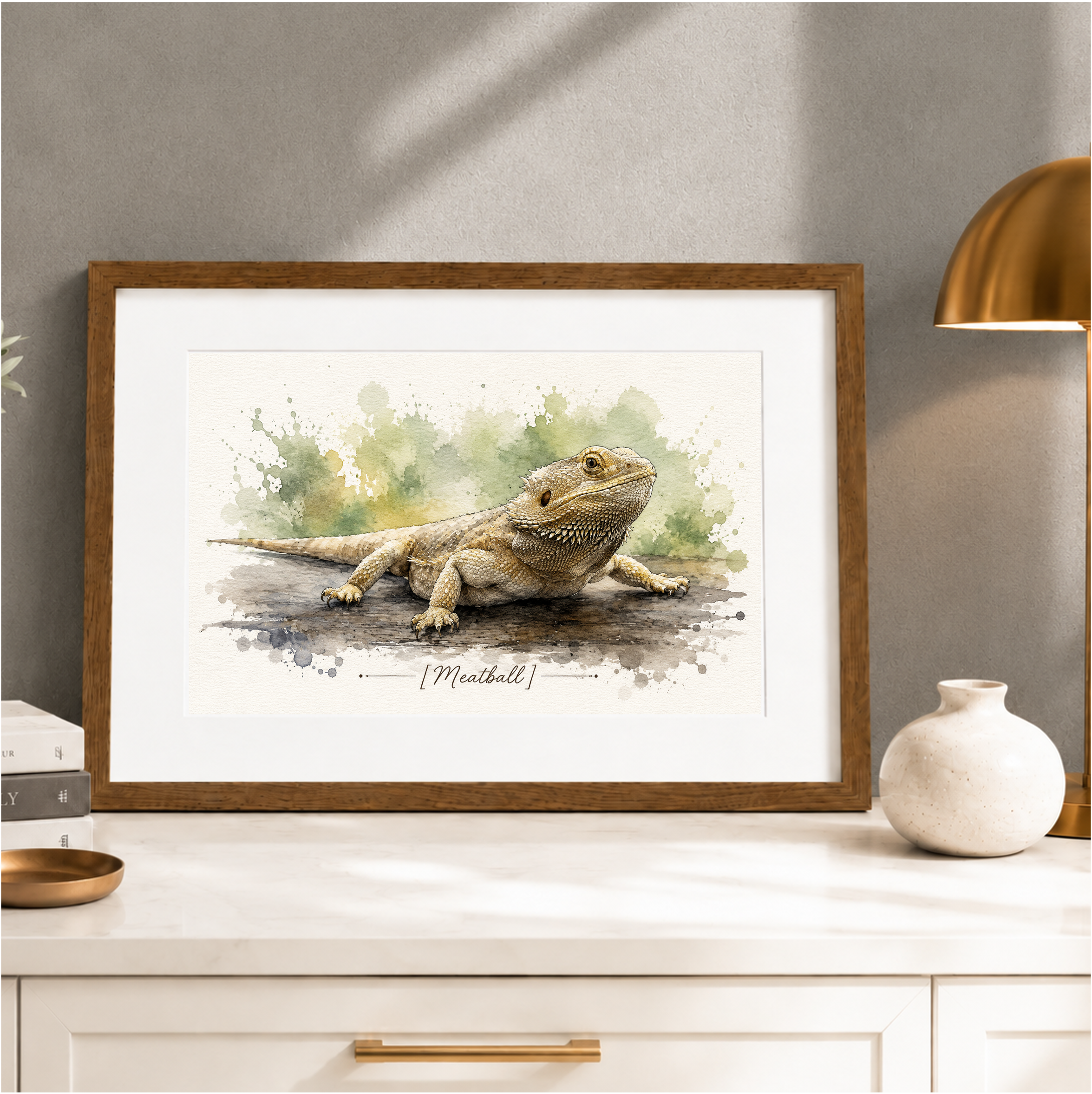 Bearded dragon portrait custom painting 8 Custom bearded dragon portrait in soft watercolor style