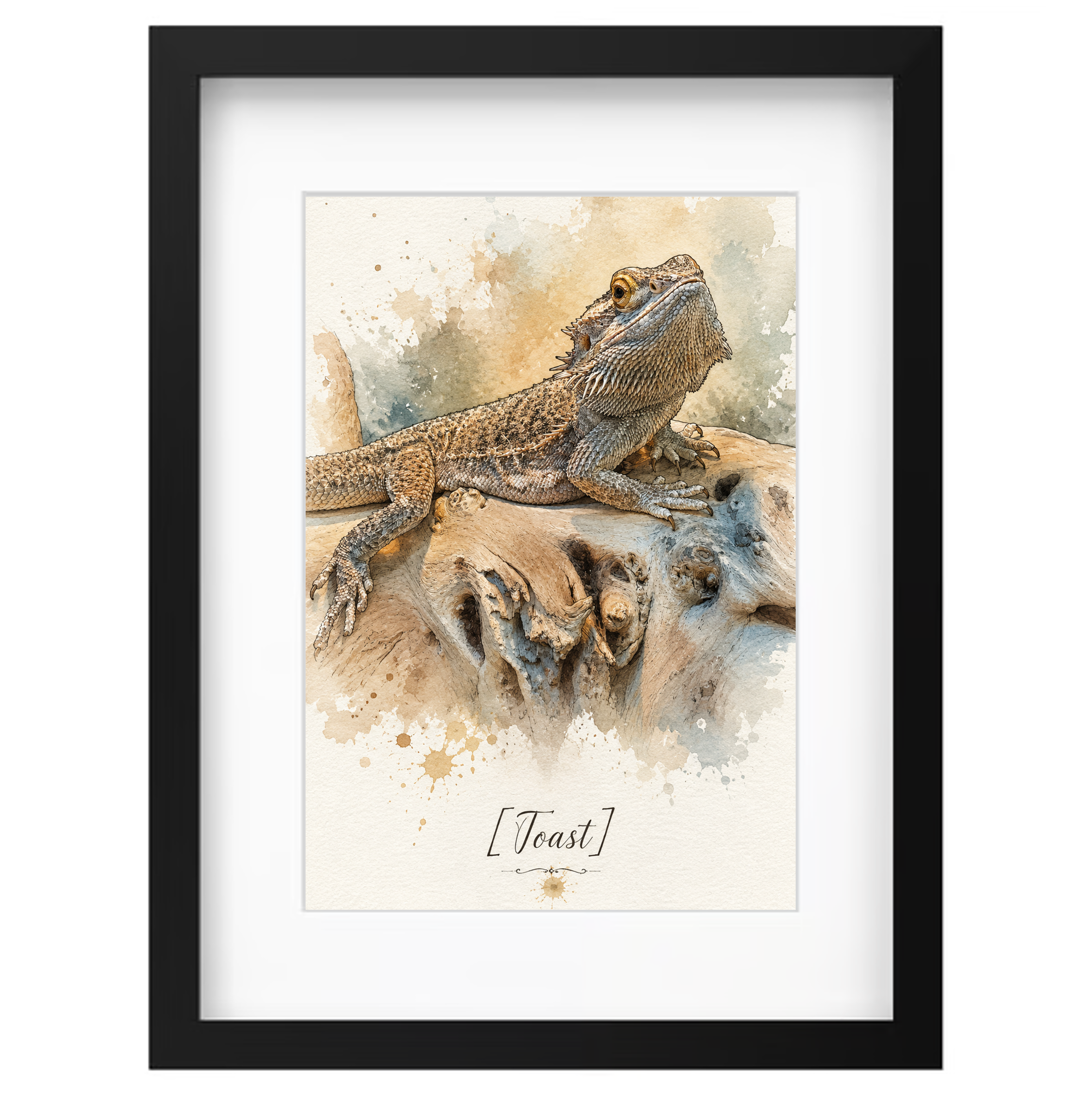 Bearded dragon portrait custom painting Reptile lover gift featuring custom bearded dragon wall art