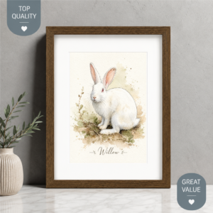 Custom Rabbit Portrait Watercolor From Photo I Framed Bunny Painting for Rabbit Lovers