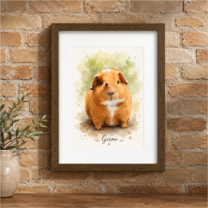 Personalized guinea pig portrait gift for pet lovers