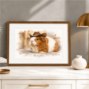 Guinea pig memorial portrait personalized with name