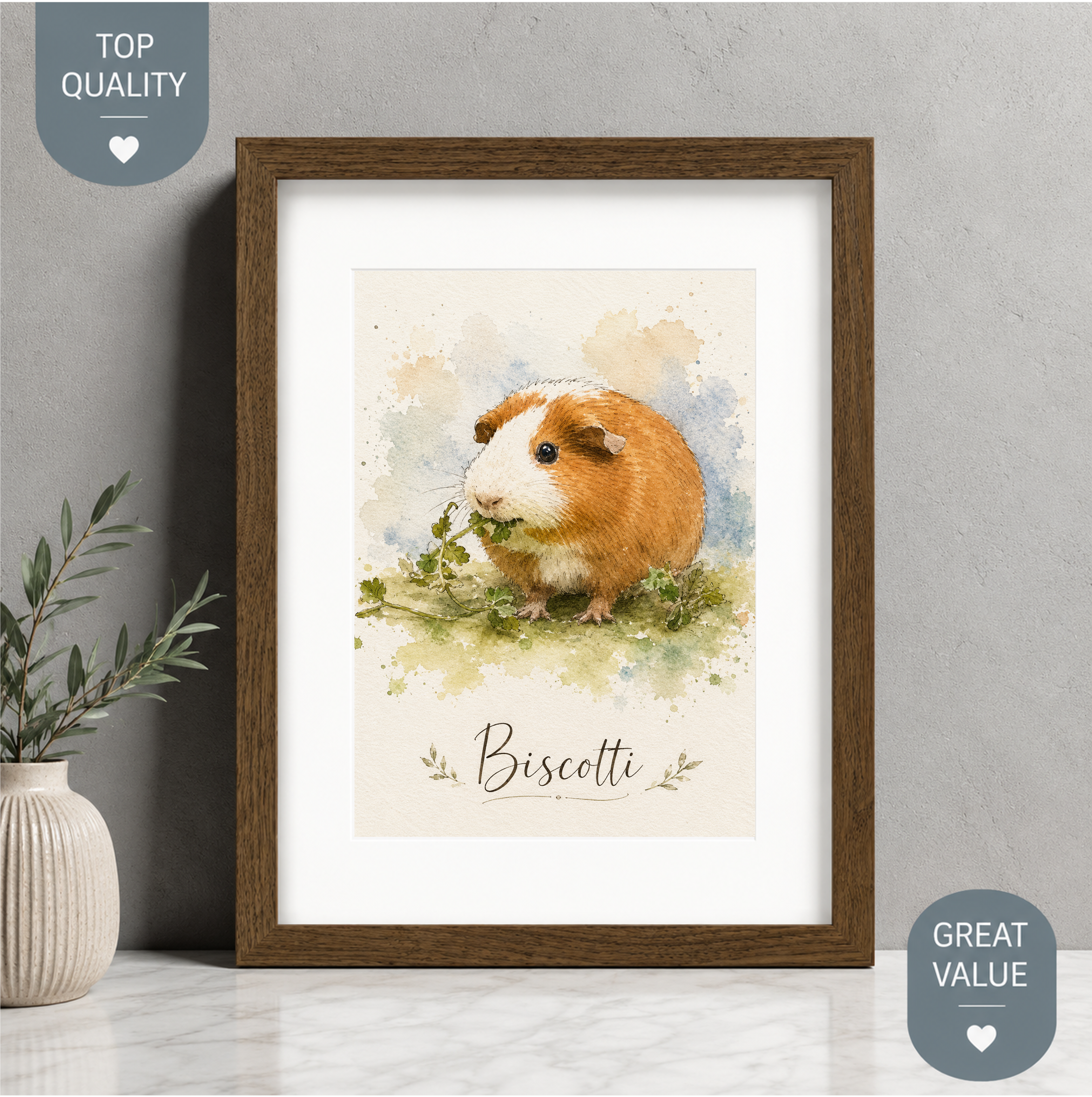 Custom guinea pig portrait from photo 4 Personalized guinea pig portrait gift for pet lovers