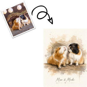 Custom cavy portrait created from customer pet photo