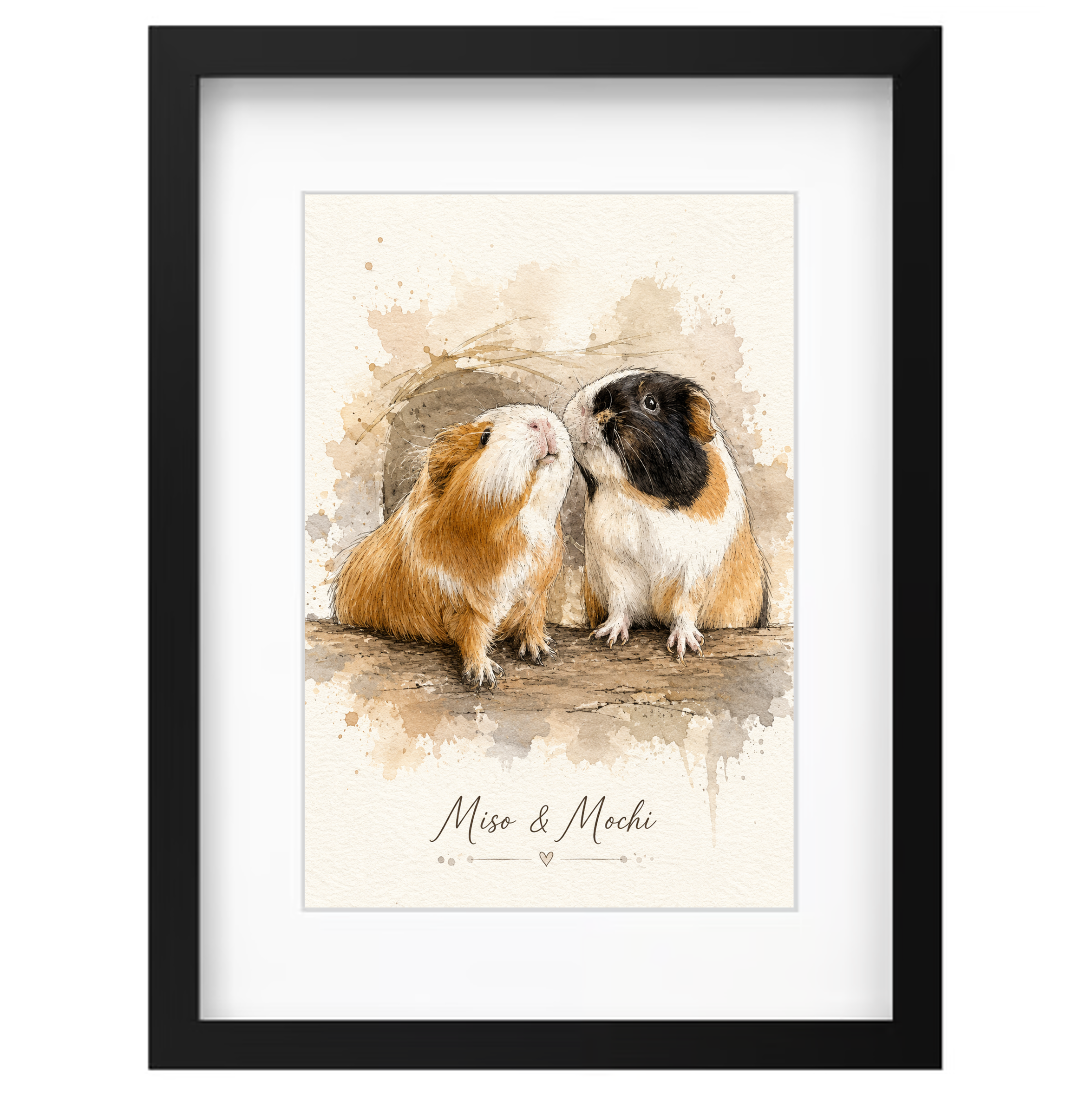 Custom guinea pig portrait from photo 7 Custom guinea pig portrait from photo in watercolor style