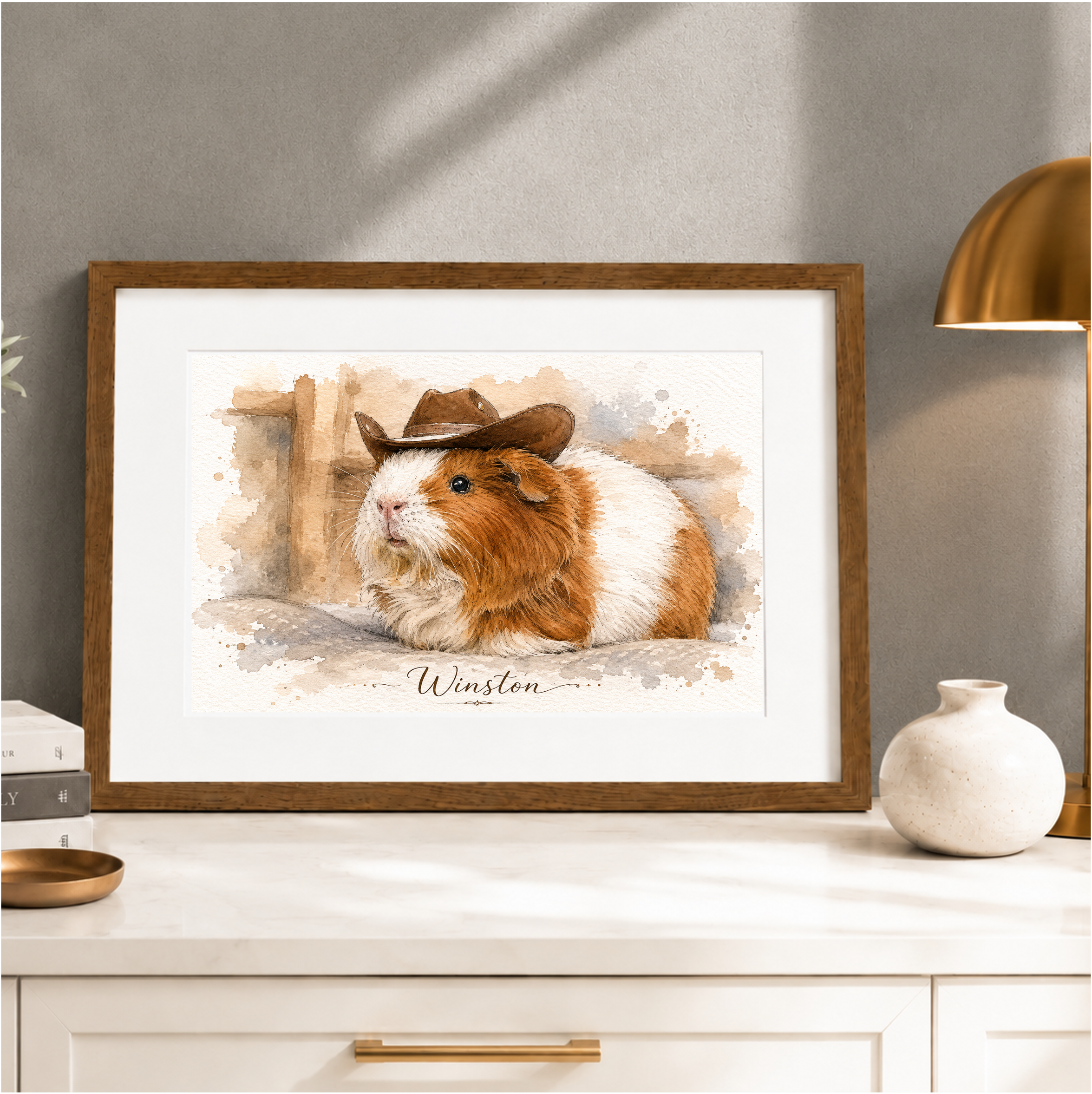 Custom guinea pig portrait from photo Guinea pig memorial portrait personalized with name