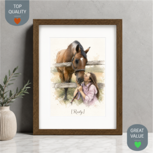 Custom equine portrait framed print created from a favorite horse photo.
